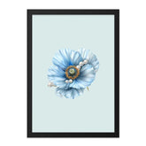 Blue Poppy Wall Art, Floral Pearl Decor, Botanical Print, Elegant Home Decor, Feminine Wall Hanging, Modern Art Print, Nature Inspired Art - Tawshia